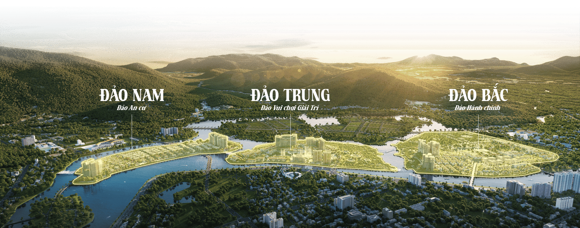 Vị trí 3 đảo Charmora City - Nha Trang nhìn từ trên cao