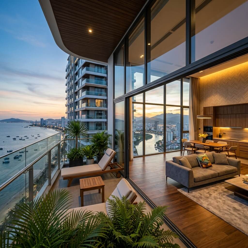 Căn hộ The Charm & Onsen - View Sông Biển Nha Trang